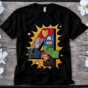 Marvel Avengers Comic Super Heroes 4th Birthday T-Shirt Unisex Adult T-shirt